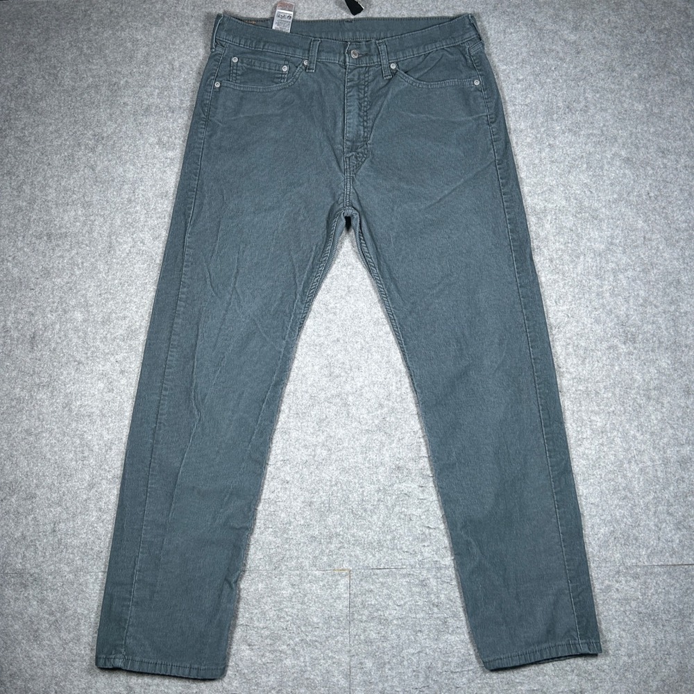 Levi's Denim Pants Mens 36x32 Green 505 Regular Fit Corduroy Casual‎ Workwear